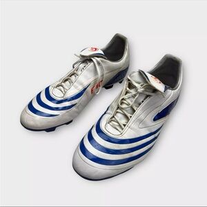 ADIDAS F10 Low Top Trainers White Blue Leather PRB 698001 Mens UK 9 US 9.5
